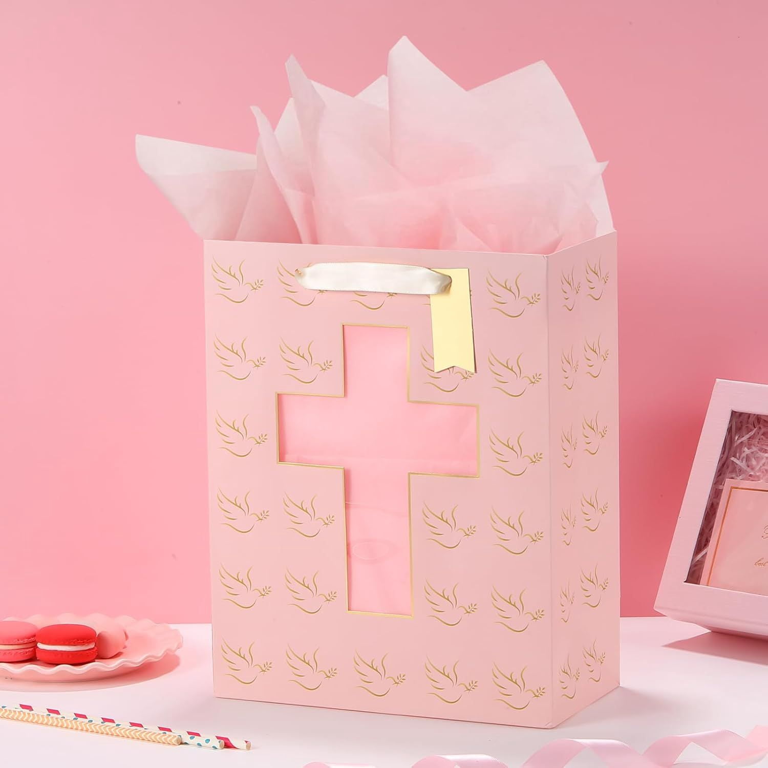 Gift Bag, 13" Large Flower Gift Bag, For Easter, Birthdays, Bridal Showers, Weddings, Baby Showers, Mother's Day, 10" x 5" x 13" with Tissue Paper Visit the Sawnfay St