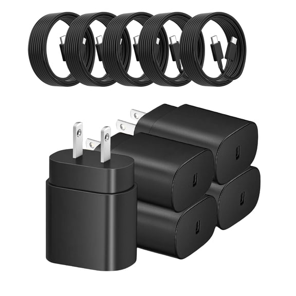 Phone Charger i Phone 17/16/15 Charger:  USB-C Fast Charging Cable & Wall Charger r with MultipleProtection for i Phone 15/15 Pro Max/16/16 Pro/17/17 Pro Max ，5-Pack Black