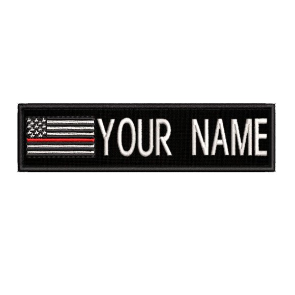 Custom Personalized Your Name USA Thin Red Line Flag Embroidered Premium Patch DIY Iron-on or Sew-on Decorative Badge Emblem Vacation Souvenir Travel Gear Clothes Appliques