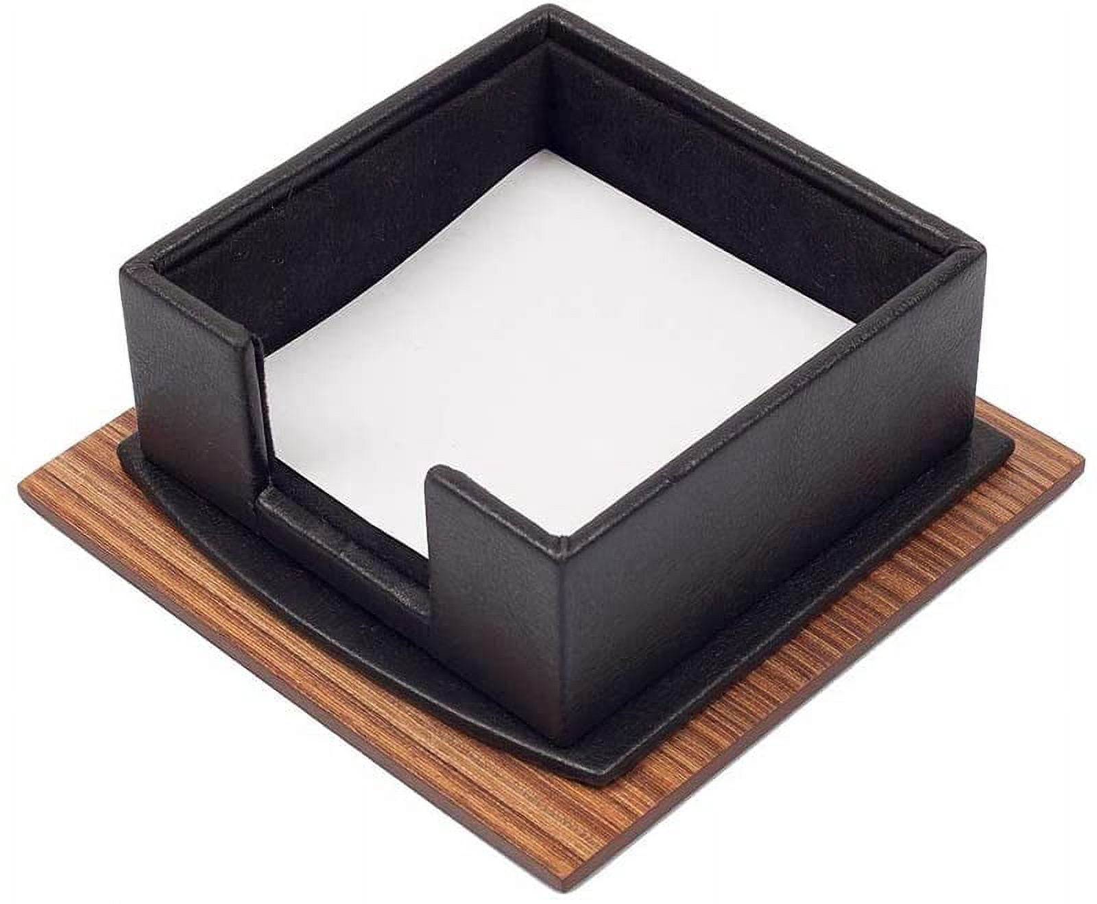Leather Desk Set - Leather Organizer Desk Set - Walnut Wood Desk Set - Office Product - Desk Accessories Set - 11 PCS (Black)