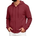 thumbnail image 2 of Zip Up Hoodie Men Long Sleeve Lightweight Solid Color Plain Hooded Sweatshirts Casual Fall Spring Track Jackets, 2 of 7