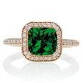 thumbnail image 2 of 1.5 Carat Princess Halo Bridal Set with Emerald and Diamond in 14k Rose Gold affordable emerald and diamond engagement ring, 2 of 2