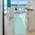 thumbnail image 2 of 8' Runner Blue-Green/Cream Chevron Stain Resistant Indoor Outdoor Runner Rug - 6' x 7', 2 of 4