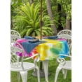 thumbnail image 4 of Round Outdoor Tablecloth With Umbrella Hole And Zipper– Abstract Ethnic Tie Dye Art Waterproof Patio Table Cover for Party, Picnic, Backyard, 60" Dia. , Colorful, 4 of 8