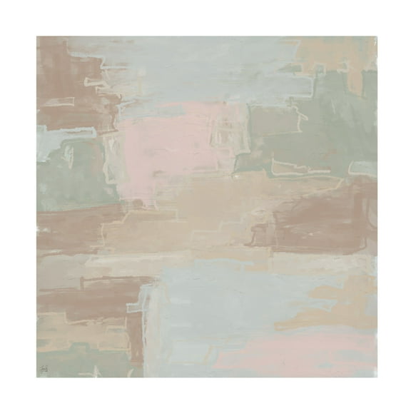 Canvas Wall Art - Line and Brush 'Neutral Scratch Block ' Wall Art for Living Room, Bedroom, or Office Décor by Trademark Fine Art - 14 x 14 Inches