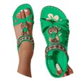 thumbnail image 4 of EliteGoogv Womens Flat Sandals Bohemian Hollow Out Rhinestone Flower Arch Support Toe Post Sandals For Women Summer Beach Shoes Womens Sandals Green US :5.5, 4 of 9