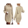 thumbnail image 4 of xiaxaixu Robe Mini d'Automne pour Femmes à Manches Longues Col Roulé Couleur Unie Robe Tricotée Robe Chandail Décontractée, 4 of 7