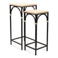 thumbnail image 2 of Claudette Set of 2 Rattan Accented Wood & Metal Square Side Tables, 2 of 8