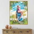 thumbnail image 2 of Designart 'Portrait Beautiful Blond Model At The Beach Sunbathing' Nautical & Coastal Framed Canvas Wall Art Print, 2 of 5