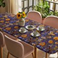 thumbnail image 3 of Orange Purple Spring Floral Table Cloths for 8 Foot Rectangle Tables, Vintage Botanical Summer Flower Patio Waterproof Elastic Fitted Tablecloths, Washable Rectangular Table Cover for Camping, 3 of 8