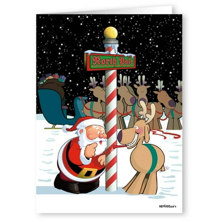 Reindeer Card Holder Santa and Reindeer Christmas Story - Funny Holiday Christmas Cards - 18 cards and 19 envelopes ()