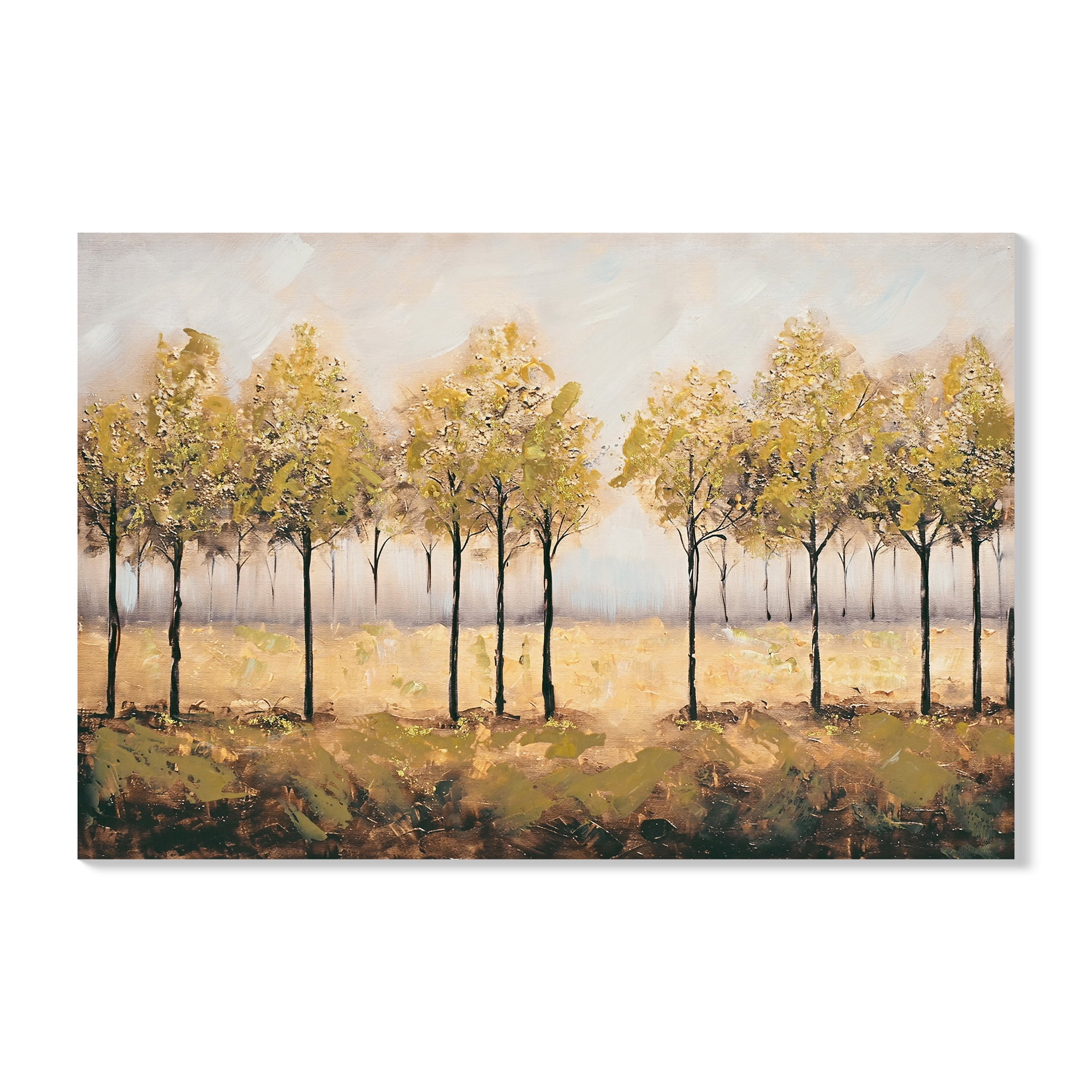 MOONMISS 24x36in Forest Tree Abstract Painting Framed Canvas Wall Art Autumn Colors Living Room Bedroom Decor Brown Green