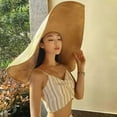 thumbnail image 4 of Vjnyvs Oversized Beach Straw Hat for Women, Extra Large Wide Brim Visor Hats Handmade Roll Up Floppy Sun Hat Summer Beach Cap for Women Travel, 4 of 7