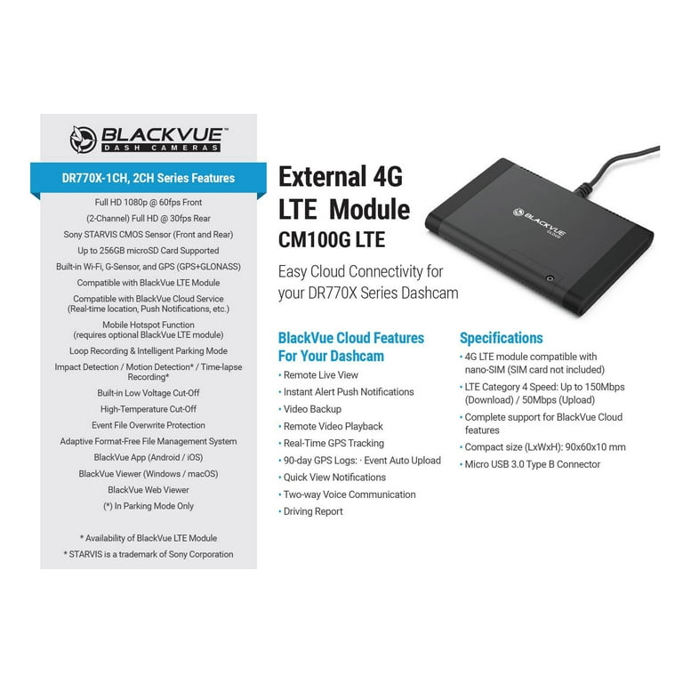 BlackVue DR770X-2CH-IR Front Infrared Interior Dash Cam With