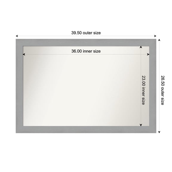 Amanti Art Custom Wall and Bathroom Mirror (26.5 x 39.5 in.), Brushed Nickel Frame