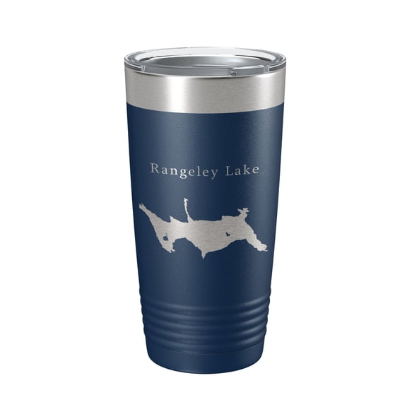 Rangeley Lake Map Tumbler Travel Mug Insulated Laser Engraved Coffee Cup Maine 20 oz Navy Blue