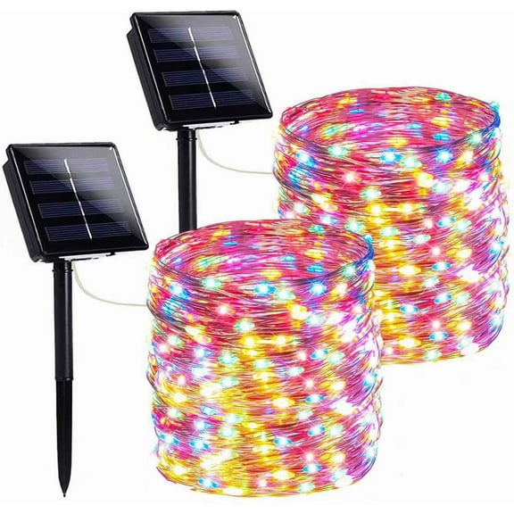 Magotan Solar Christmas Lights, 2 Pack 72ft 200 LED Solar Fairy Lights Outdoor Waterproof Garden Patio Wedding Christmas Decorations, Multicolour