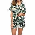 thumbnail image 1 of Conjunto de Verano para las Mujeres, Estampado Cuello de Manga Corta Y Pantalones Cortos, Moda Casual de Dos Piezas, 1 of 9