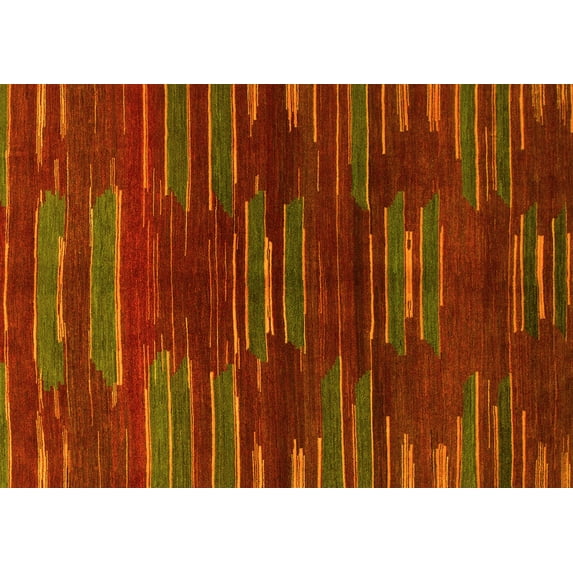 Ahgly Company Indoor Rectangle Abstract Yellow Modern Area Rugs, 2' x 3'