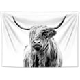 thumbnail image 2 of Highland Cow Tapiz Colgante de pared Granja Animal gris Toro Retrato Tapices Decoración de pared Rústico Animal Tapiz de ganado para sala de estar Dormitorio Tee, 2 of 4