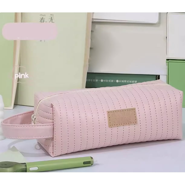 Organizador de estación para escuela, estilo japonés, bolsillo amplio, diseño minimalista, para niñas, estuche para lápices, accesorios escolares, material resistente, para estudiantes\ Blahzhy
