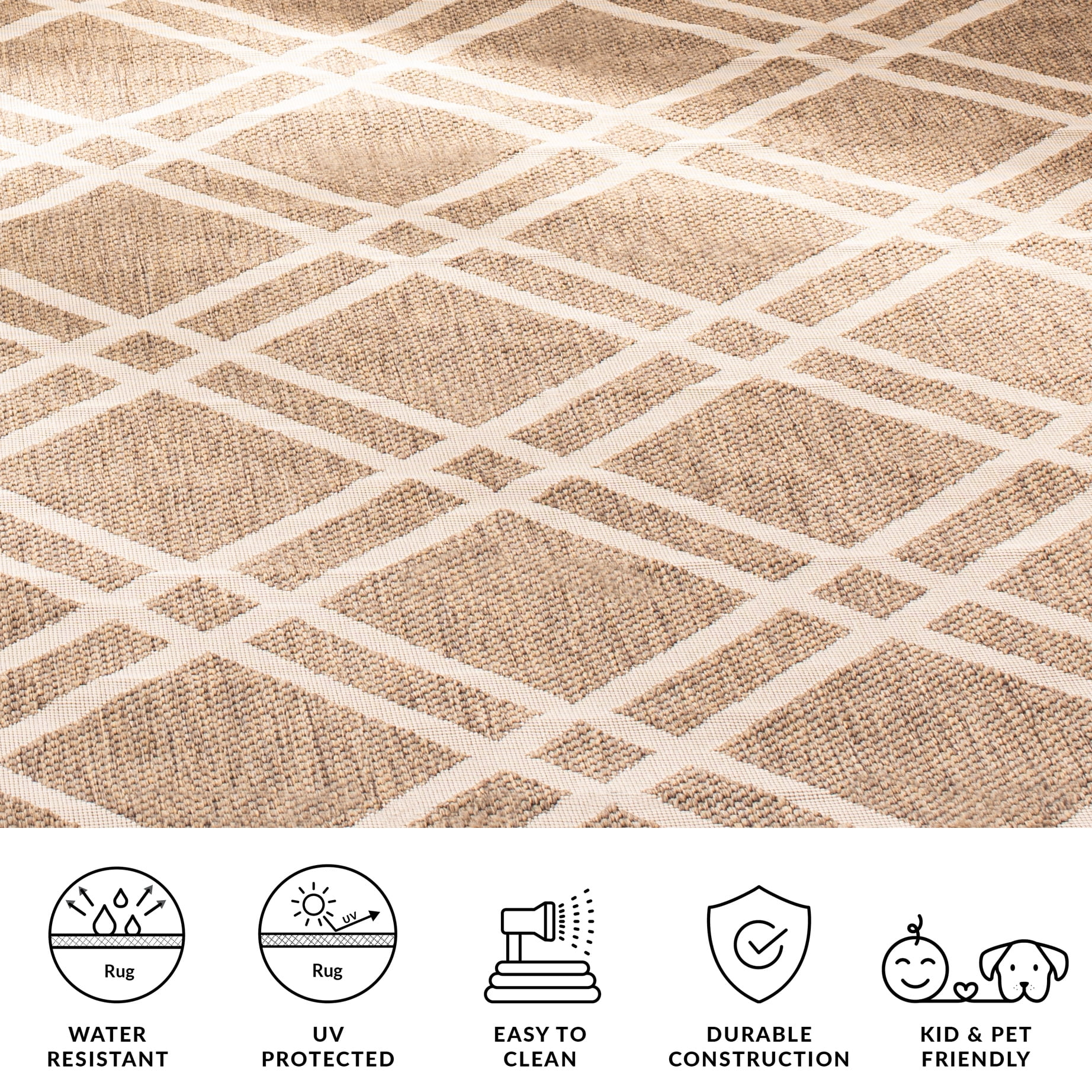 Safavieh Courtyard Jasper Geometric Indoor/Outdoor Area Rug, Brown/Bone, 5'3" x 7'7"