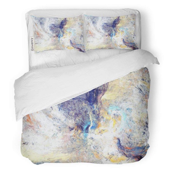 HATIART 3 Piece Bedding Set Futuristic Multicolor Clouds Artistic