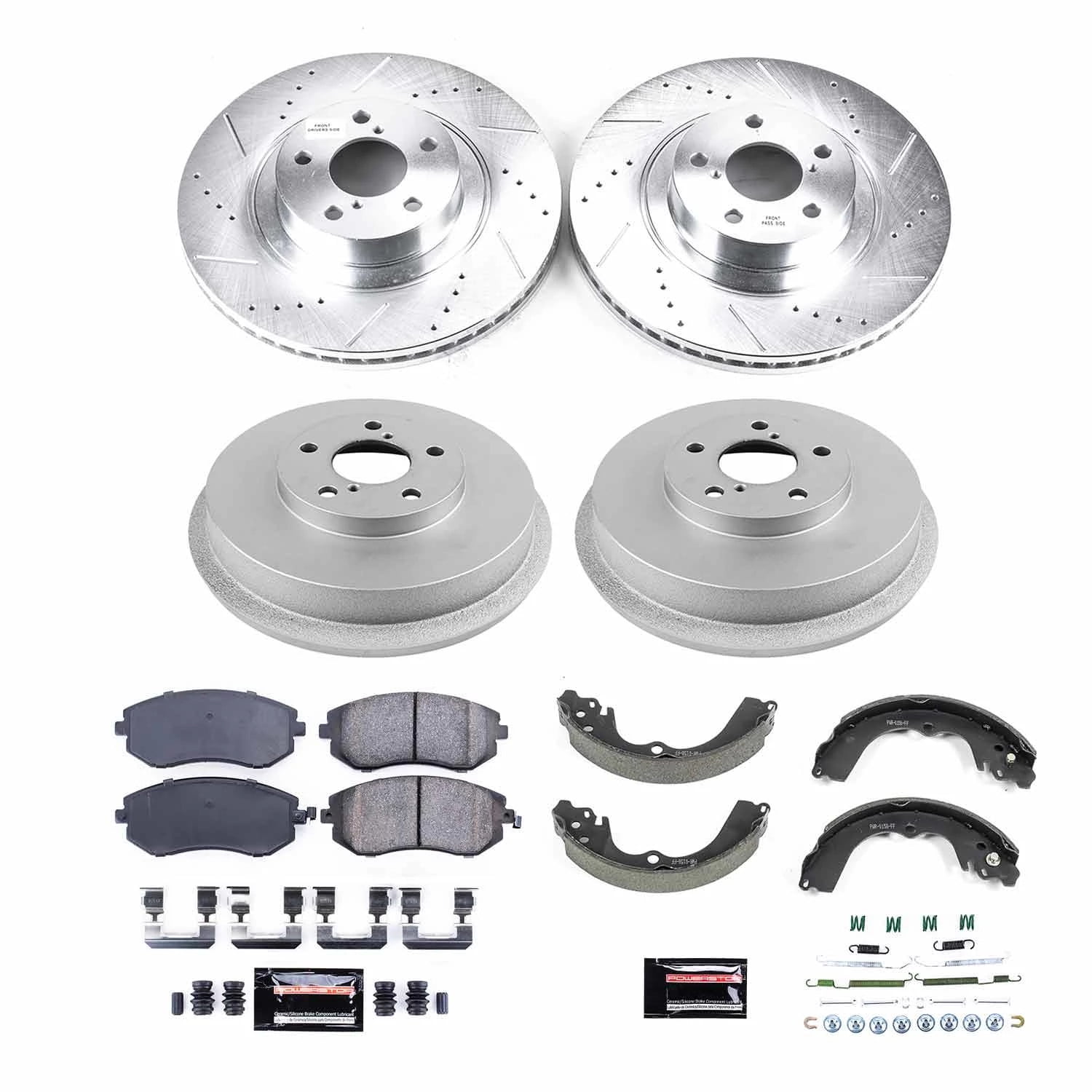 PowerStop Front and Rear Z23 Evolution Sport Brake Pad Rotor Drum and Shoe Kit Fits: SUBARU Select Models K15467DK
