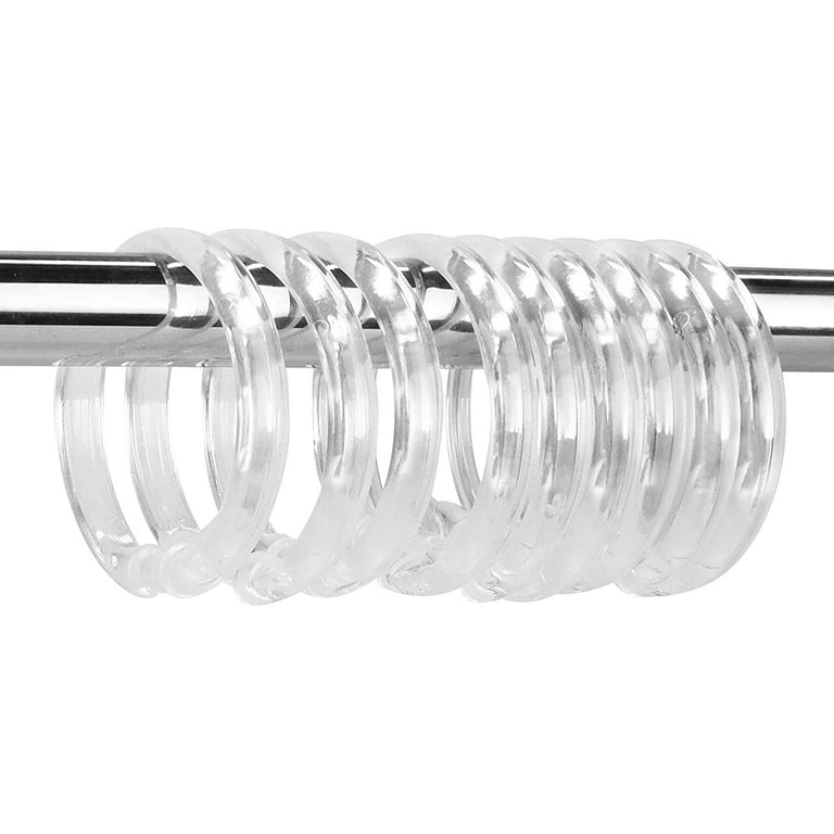 Clear Plastic Shower Curtain Rings, 12 PCS Circular Plastic Shower Curtain  Hooks for Bathroom Shower Curtain Rod, Clear Shower Hooks for Shower Curtain,  O Shaped Shower Rings for Curtain 