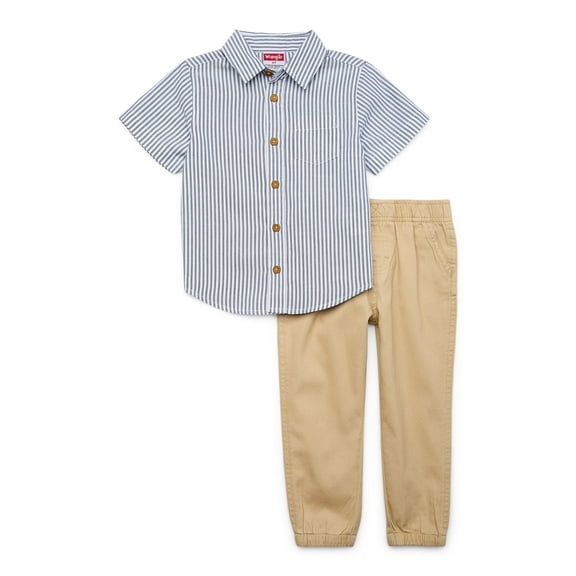 Wrangler Toddler Boy Short Sleeve Button-Up Shirt w/ Pants, Sizes 2T-4T