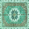 thumbnail image 1 of Ahgly Company Indoor Square Abstract Turquoise Blue Modern Area Rugs, 5' Square, 1 of 4