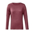 thumbnail image 3 of Besolor Long Sleeve Shirts for Women Casual Loose Crewneck Fall Tops Lightweight Tunic Sweaters Fashion Clothes, 3 of 5