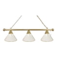 thumbnail image 1 of Holland Bar Stool BL3BRWT White 3 Shade Pool Billiard Light, Brass, 1 of 1