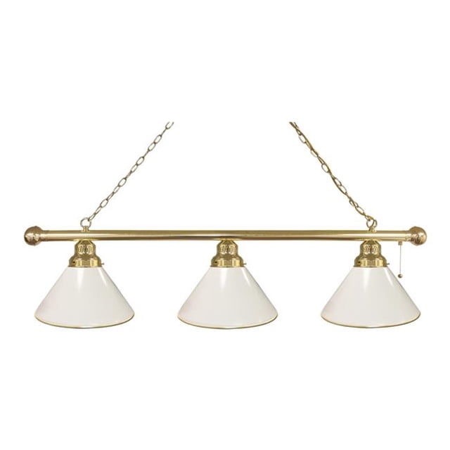 Holland Bar Stool BL3BRWT White 3 Shade Pool Billiard Light, Brass