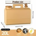 thumbnail image 2 of Clearance Storage Containers 5.28 Gallon (20L) Water Jug Portable Camping Water Containers With Spigot Large Emergency Storage For Camping Vehicle Car Outdoor Hikin Khaki, 2 of 6