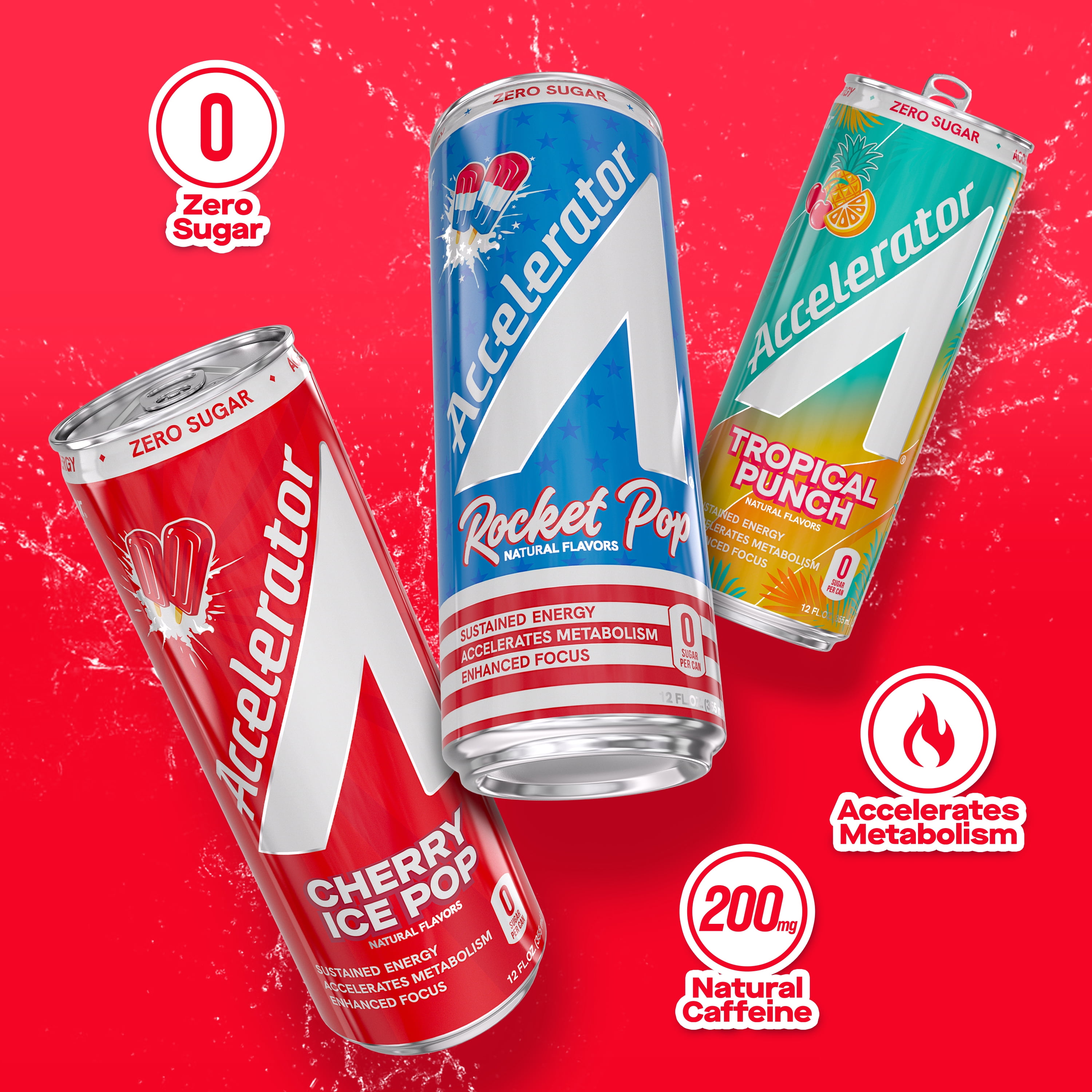 Accelerator Energy Drink, Variety Pack 12 fl oz can (12 pack), Zero Sugar, Sustained Energy from 100% Natural Caffeine (200mg from Green Coffee Bean & Green Tea extract)