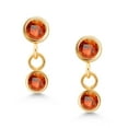 thumbnail image 2 of Gem Stone King 14K Yellow Gold Orange Sapphire Dangling Earrings for Women (0.64 Cttw, Gemstone September Birthstone, Round 3MM), 2 of 4
