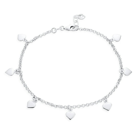 Bling Jewelry Womens Love 7 Hearts Charms Anklet Ankle Bracelet Sterling Silver