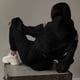 thumbnail image 5 of Conjunto de 2 Piezas para Mujer: Sudadera con Capucha de Gran Tamaño, Pantalones Deportivos Y2K, Ropa de Otoño Negro XXXL, 5 of 6