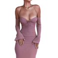 thumbnail image 2 of Femmes Élégantes hors Épaule Midi Robe Y2k Bodycon Longue Robe Cocktail Partie Robe d'Été, 2 of 6