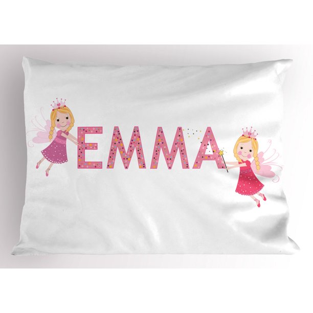 Emma Pillow Sham Cute Fairy Princesses Holding a Popular Widespread