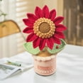 thumbnail image 5 of SHIMELE Handmade Crochet Sunflower Pot Decoration, Wool Knitted Artificial Flower for Car Dashboard, Home Office Decor, Allergy-Free Gift Idea, 5 of 5