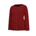 thumbnail image 5 of UTTOASFAY Women Casual Plus Size Plush Sweater Pockets Outerwear Buttons Cardigan Coat Red 8(L), 5 of 9
