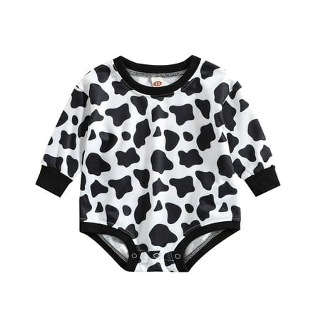

12 Month Girl Clothes Baby Girl 6-9 Months Clothes Boys Girls Long Sleeve Cow Prints Triangle Romper Bodysuits Girl Dance Leotard Long Sleeve
