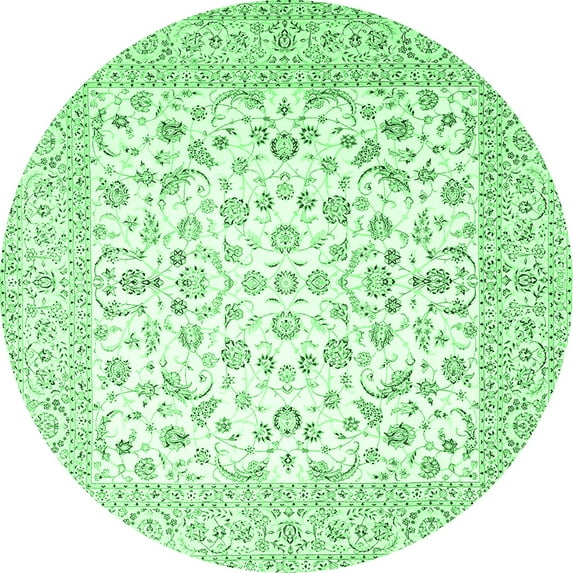 Ahgly Company Indoor Round Persian Emerald Green Traditional Area Rugs, 7' Round