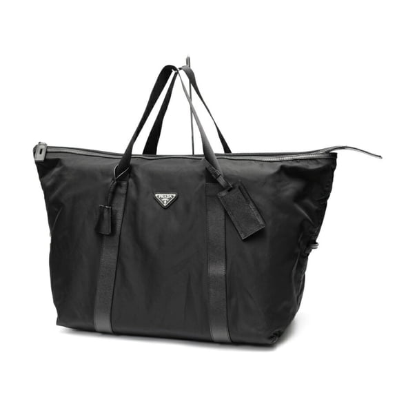 Pre-Owned Prada Nylon x Saffiano Leather Duffle Bag Boston 2VC796 Black