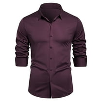 purcolt Men's Dress Shirts Business Casual Stretch Wrinkle-Free Formal Shirt Long Sleeve Button Down Wedding Work Shirts