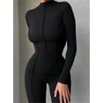 thumbnail image 3 of ZHaobin Spring White Ribbed Bodycon Jumpsuits Casual Sporty Clothes for Women 2024 Long Sleeve Black Activewear Ladies Streetwear (black,M), 3 of 7