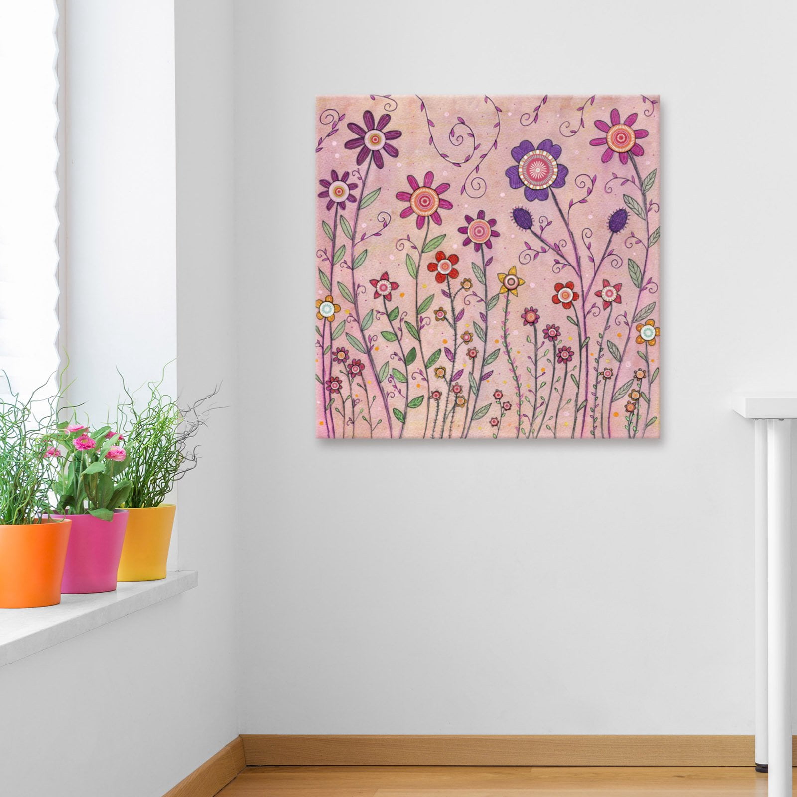 Marmont Hill "August Flowers" by Sascalia Painting Print on Wrapped Canvas