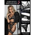 thumbnail image 4 of popiv Women's 4 Pieces Exotic Lingerie Set Strappy Fishnet Lingerie Lace Bra and Panty Sets High Waisted Mesh Underwear，Black，S-L, 4 of 5